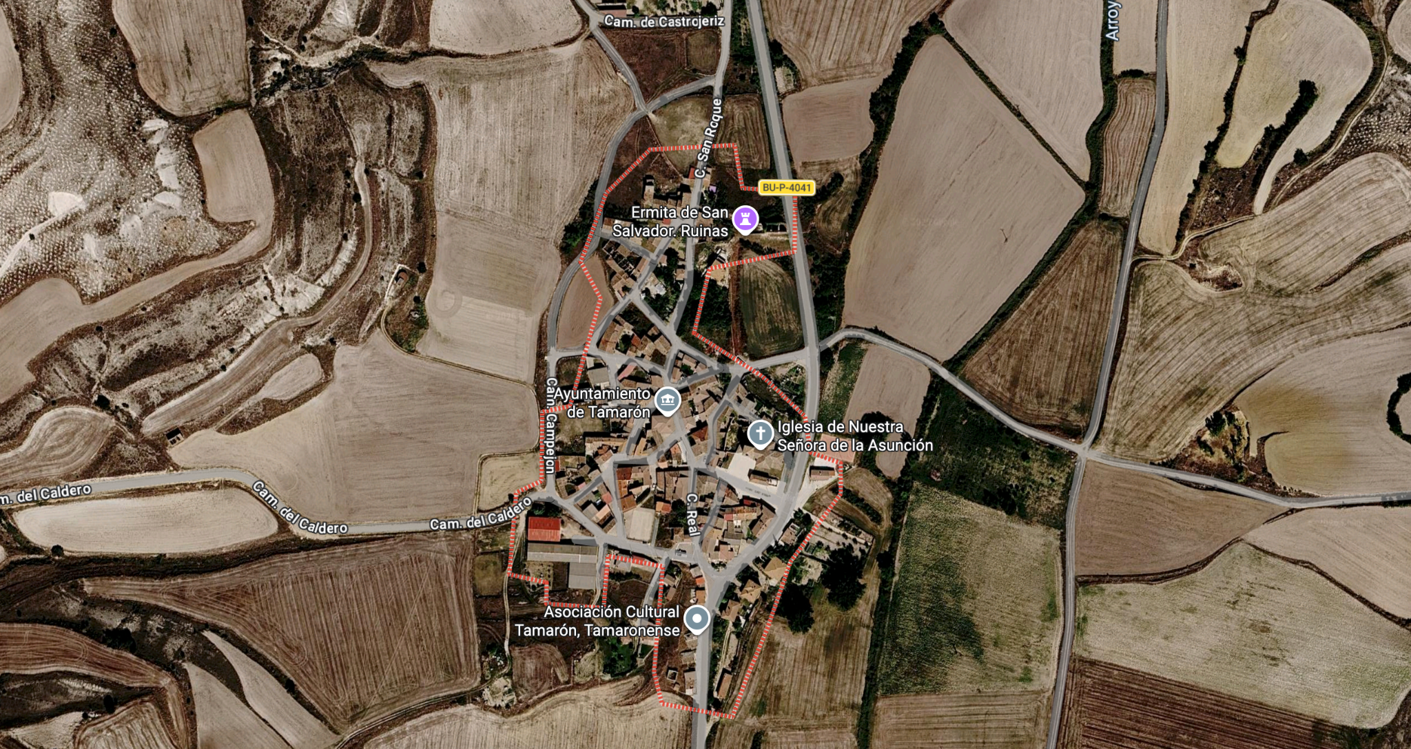 Mapa satelital de Tamarón y su entorno inmediato